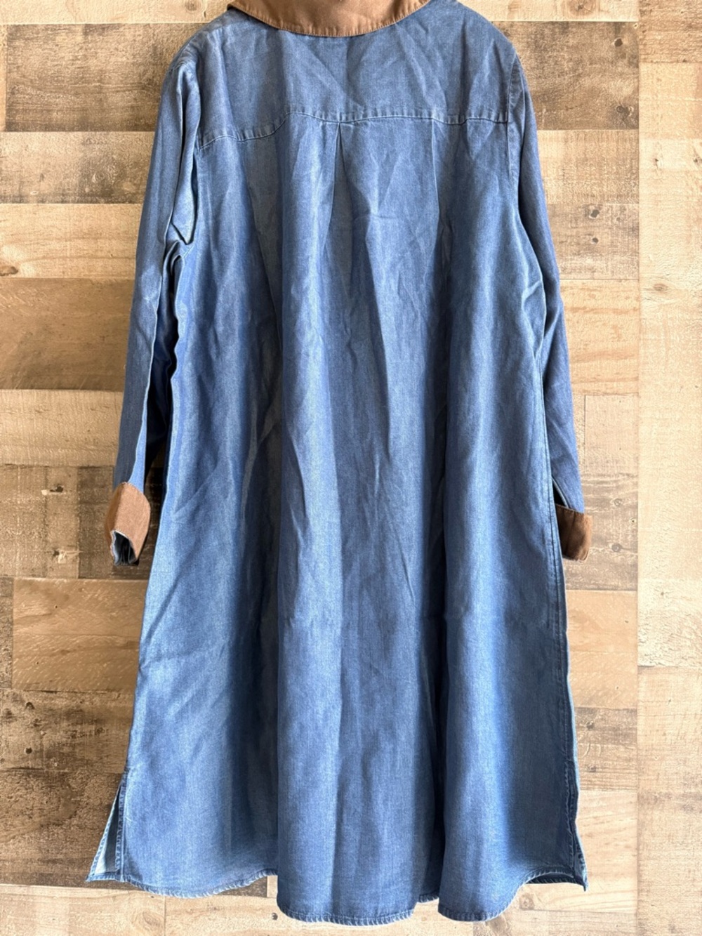 Soft Surroundings Blue Dress with Brown Trim - Picture 9 of 12